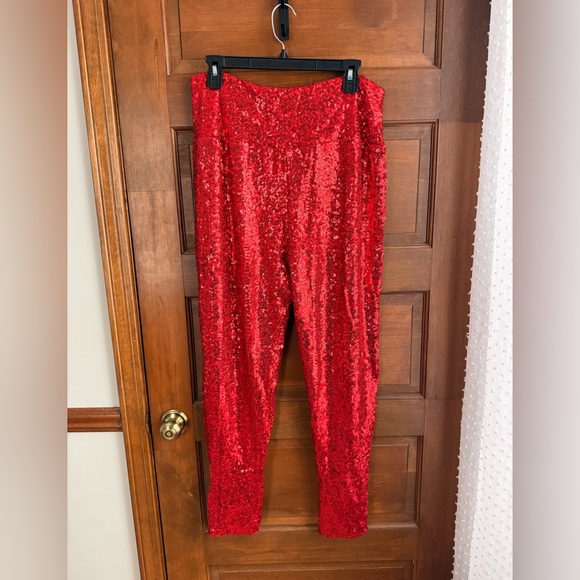 TIPSY ELVES RED SEQUIN HIGH WAISTED LEGGINGS - Picture 6 of 9